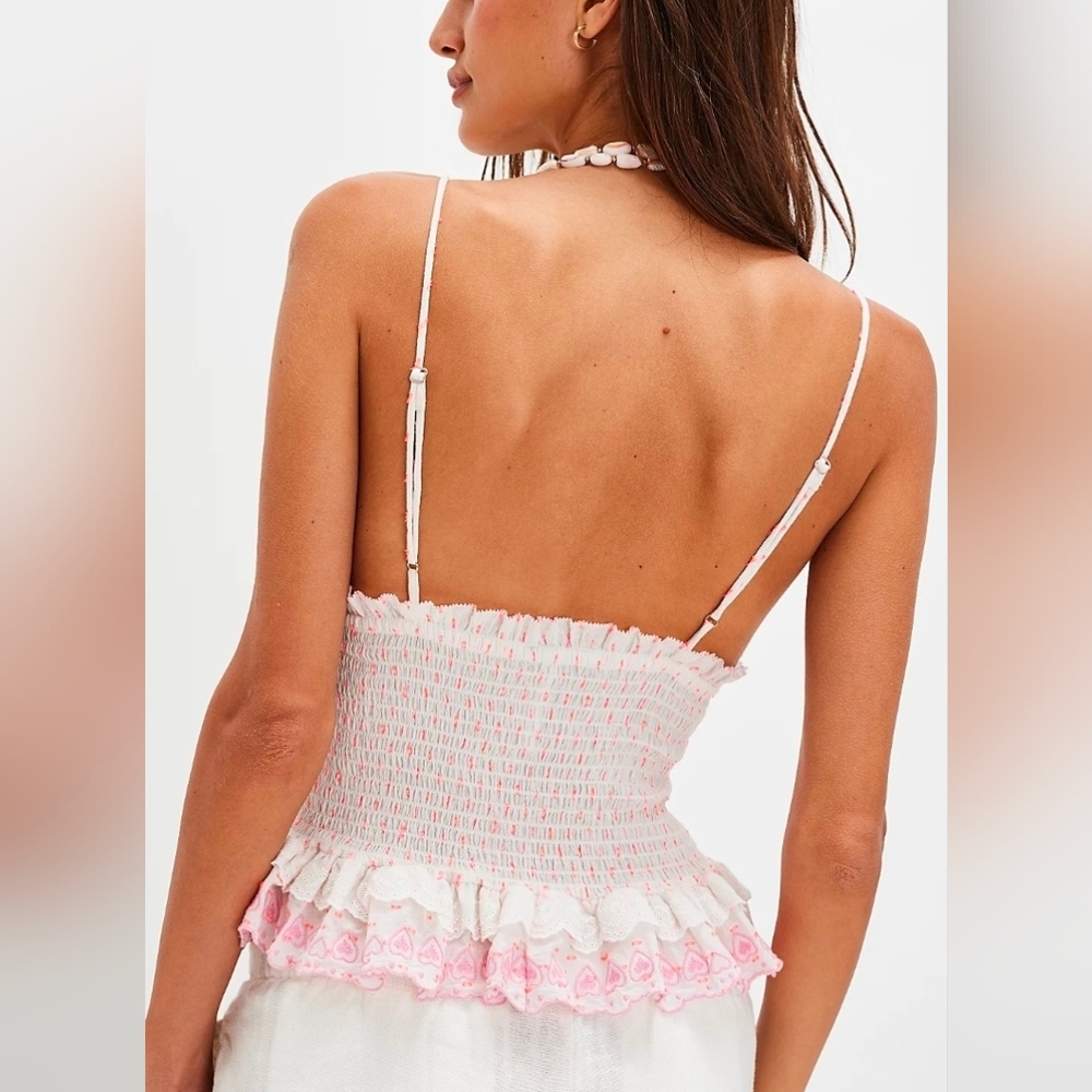 Free People Love Letter Embroidered Hearts Tank Top - Picture 2 of 4